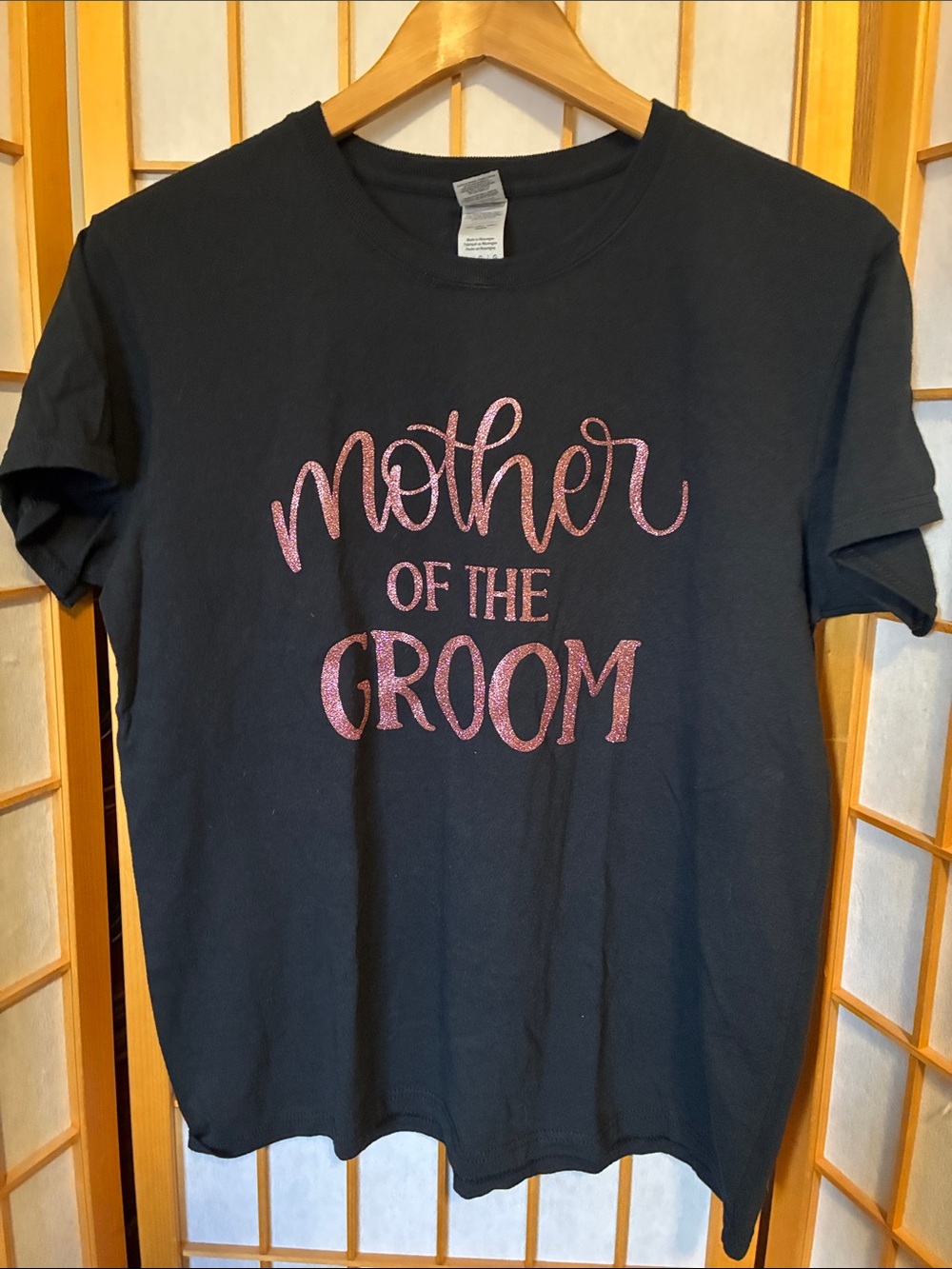 Mother of the Groom Glitter Graphic Tee - Black